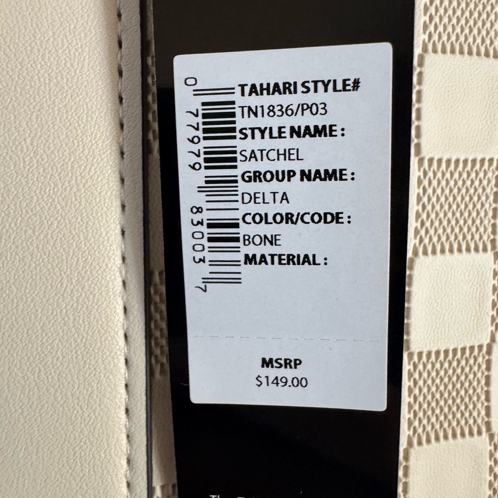 Tahari Ivory Checkered Satchel - Picture 13 of 13